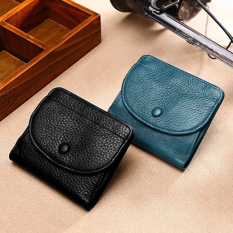 Unisex Genuine Leather Wallet – Mini Coin Purse with Card Holder & Money Pocket