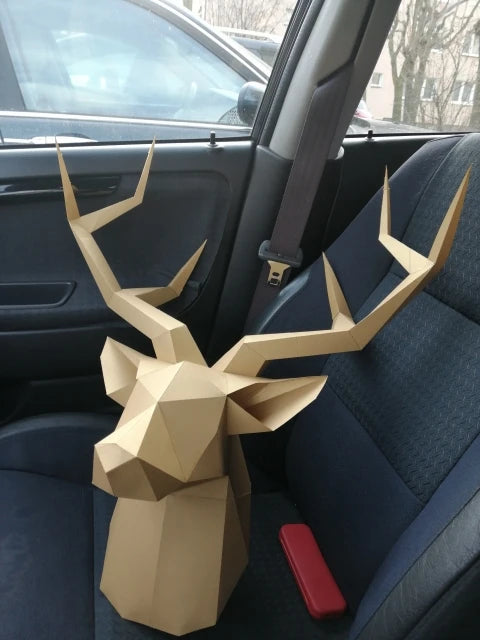 3D Deer Head Papercraft – Pre-Cut Paper Animal Wall Art DIY Home Decor Model