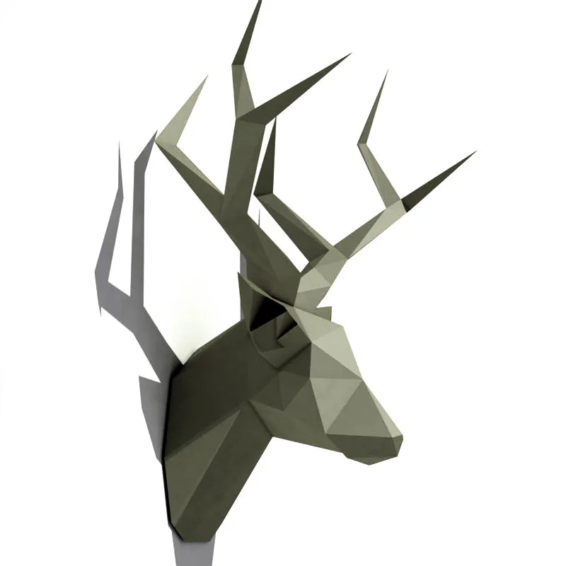 3D Deer Head Papercraft – Pre-Cut Paper Animal Wall Art DIY Home Decor Model