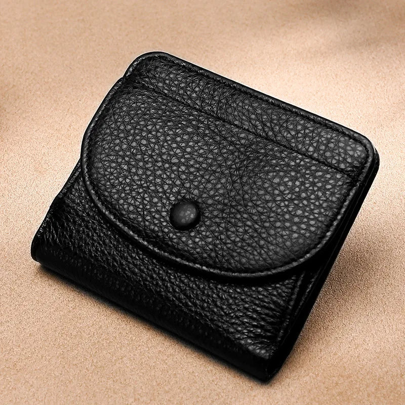Unisex Genuine Leather Wallet – Mini Coin Purse with Card Holder & Money Pocket