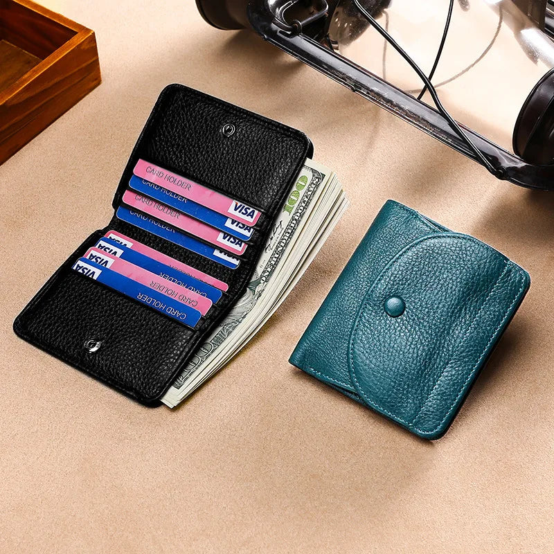 Unisex Genuine Leather Wallet – Mini Coin Purse with Card Holder & Money Pocket