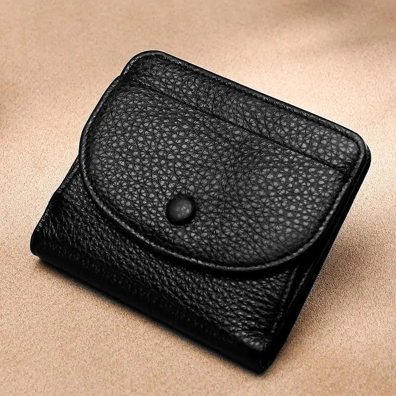 Unisex Genuine Leather Wallet – Mini Coin Purse with Card Holder & Money Pocket