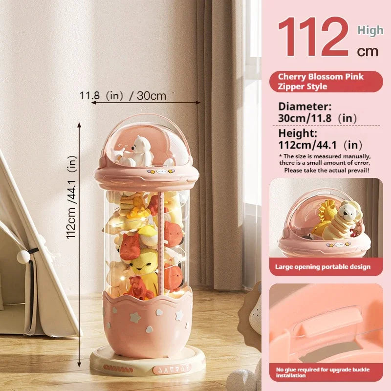 Astronaut Blind Box & Labubu Storage Box – Space Capsule Plush Toy Organizer with Zipper & Wheels