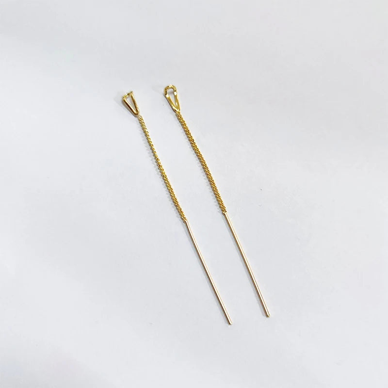 Elegant Cubic Zirconia Drop Earrings – Women’s Classic Long Chain Dangle Earrings, Copper Alloy, Plant-Inspired Design