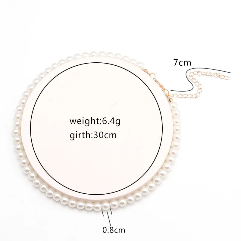 Layered Imitation Pearl Choker Necklace, Magnetic Clasp