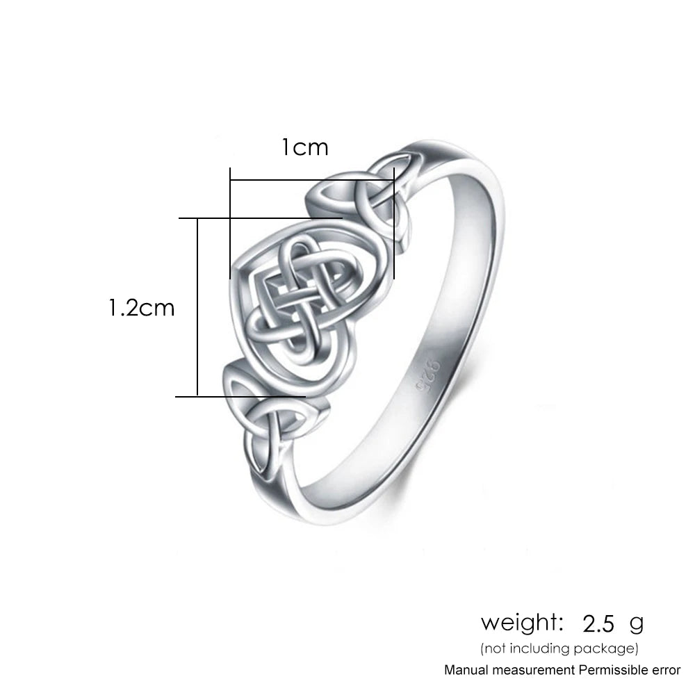 Classic Celtic Heart Knot Ring – White-Gold Color, Delicate Openwork