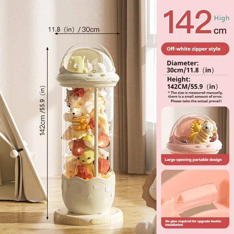 Astronaut Blind Box & Labubu Storage Box – Space Capsule Plush Toy Organizer with Zipper & Wheels