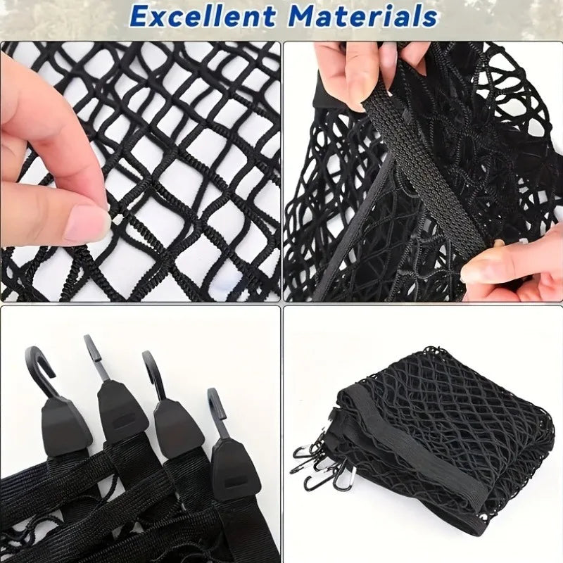 Universal Truck Bed Cargo Net – Elastic Polyester Tailgate Organizer 80×60cm