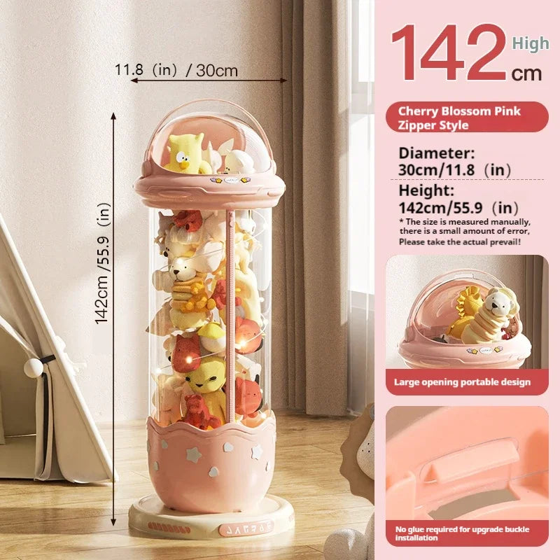Astronaut Blind Box & Labubu Storage Box – Space Capsule Plush Toy Organizer with Zipper & Wheels