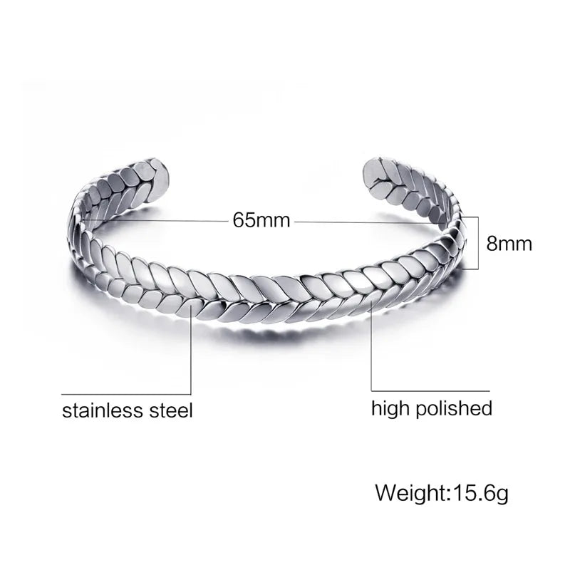 Stainless Steel Cuff Bracelet – 8mm Unisex Bangle in Silver, Gold, Black & Rose Gold