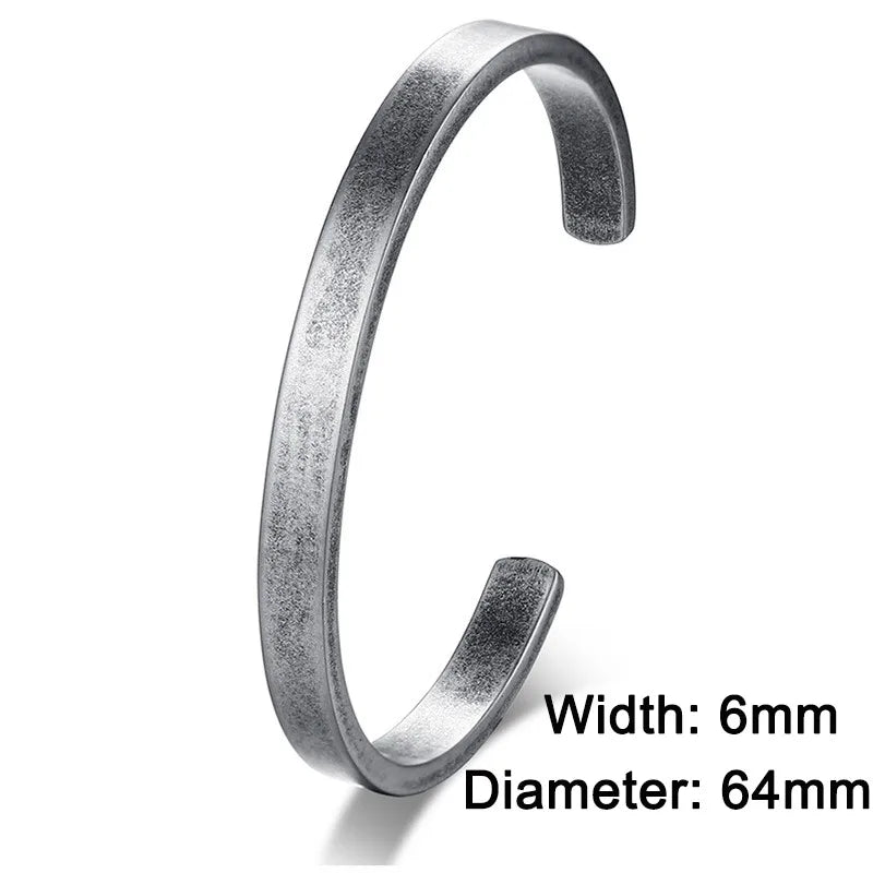 Stainless Steel Cuff Bracelet – 8mm Unisex Bangle in Silver, Gold, Black & Rose Gold