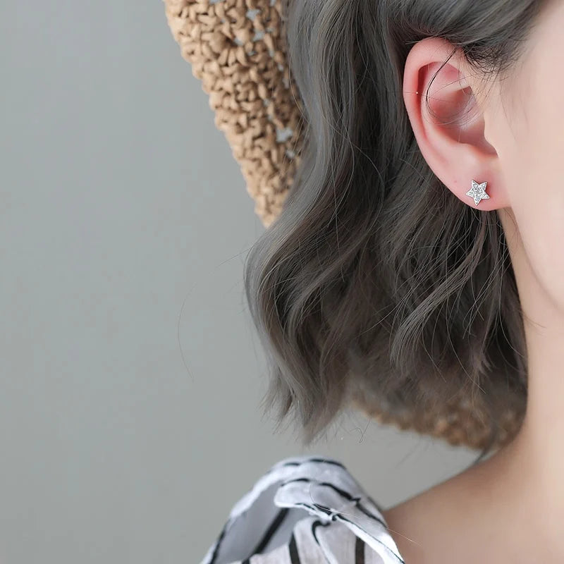 🌙✨ 925 Sterling Silver Asymmetrical Star & Moon Tassel Earrings – Elegant Zircon Drop Jewelry for Women