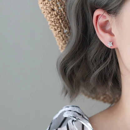 🌙✨ 925 Sterling Silver Asymmetrical Star & Moon Tassel Earrings – Elegant Zircon Drop Jewelry for Women