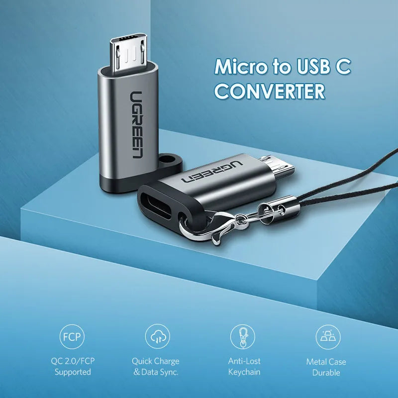 UGREEN Micro USB to USB-C Adapter – Type-C Converter for Charging & Data Transfer