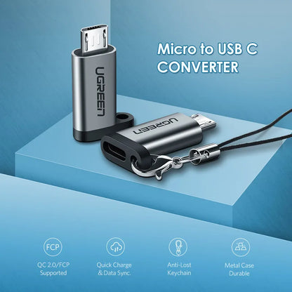 UGREEN Micro USB to USB-C Adapter – Type-C Converter for Charging & Data Transfer