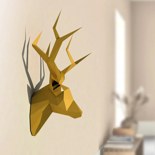 3D Deer Head Papercraft – Pre-Cut Paper Animal Wall Art DIY Home Decor Model