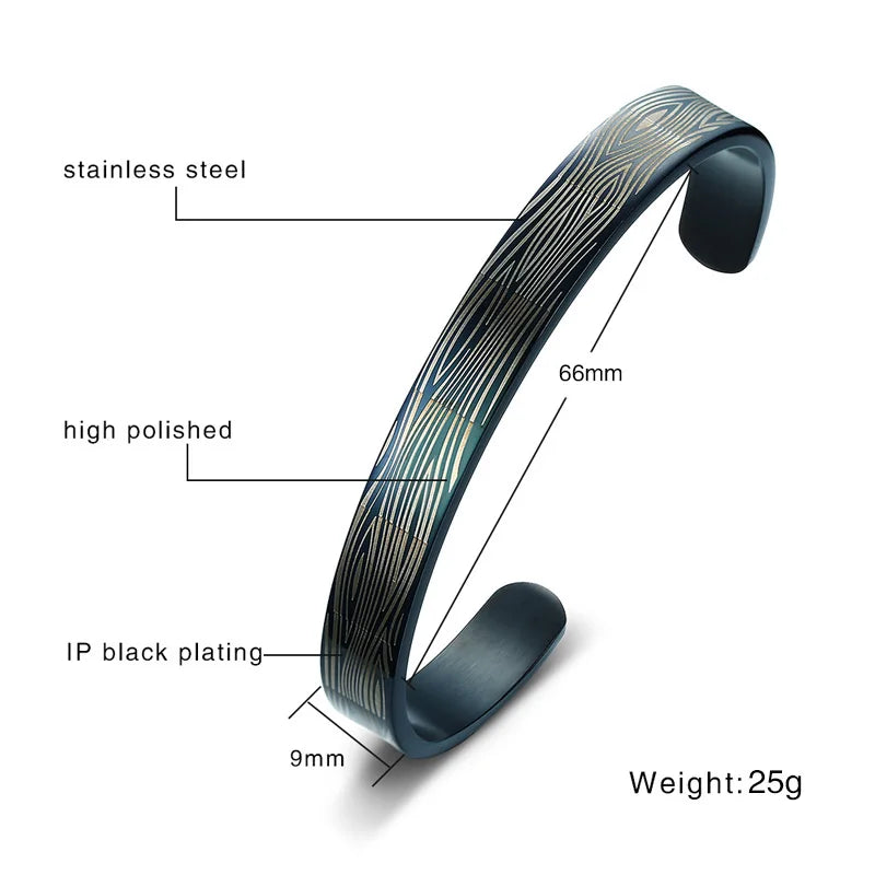 Stainless Steel Cuff Bracelet – 8mm Unisex Bangle in Silver, Gold, Black & Rose Gold