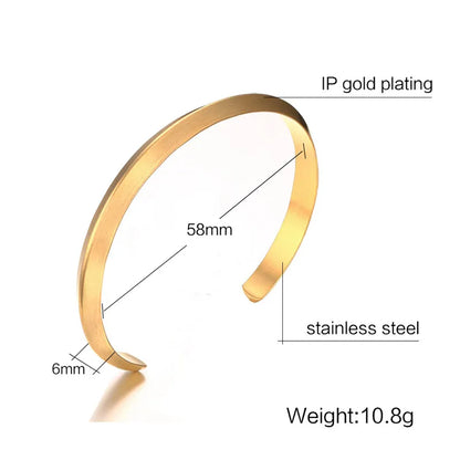 Stainless Steel Cuff Bracelet – 8mm Unisex Bangle in Silver, Gold, Black & Rose Gold
