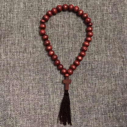Russian Orthodox Wooden Rosary – 33 Beads with Cross & Tail, Handmade Prayer Beads