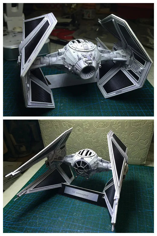 TIE Interceptor DIY Paper Model Kit – Handmade Sci-Fi Papercraft Puzzle Toy