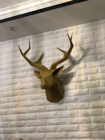 3D Deer Head Papercraft – Pre-Cut Paper Animal Wall Art DIY Home Decor Model