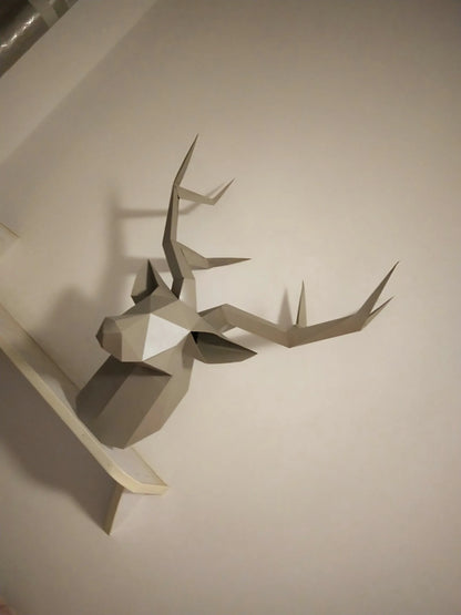 3D Deer Head Papercraft – Pre-Cut Paper Animal Wall Art DIY Home Decor Model