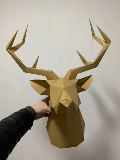 3D Deer Head Papercraft – Pre-Cut Paper Animal Wall Art DIY Home Decor Model