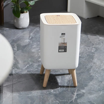 Large Capacity Kitchen Trash Can with Lid  Modern Rectangular Bin