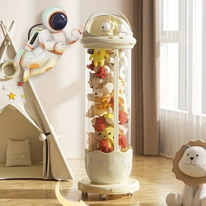 Astronaut Blind Box & Labubu Storage Box – Space Capsule Plush Toy Organizer with Zipper & Wheels