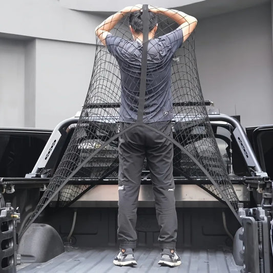 Universal Truck Bed Cargo Net – Elastic Polyester Tailgate Organizer 80×60cm