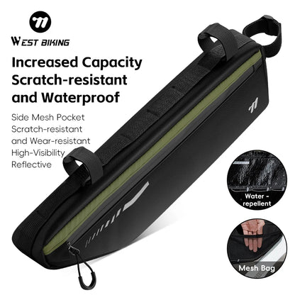 WEST BIKING 2.6L Waterproof Bicycle Bag – Large Capacity Top Tube Cycling Storage