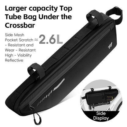WEST BIKING 2.6L Waterproof Bicycle Bag – Large Capacity Top Tube Cycling Storage