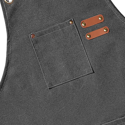 Heavy-Duty Canvas Kitchen & Work Apron – Unisex Chef, Barista, Barber & Workshop Apron with Cross-Back Design & Pockets