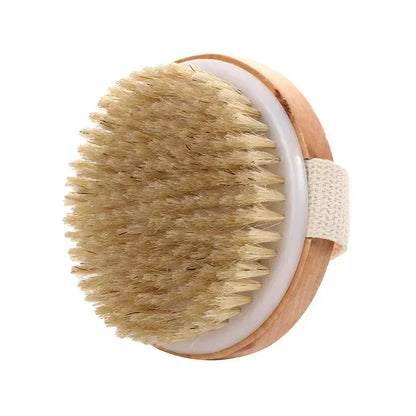 2-in-1 Dry Skin Body Massage Brush – Natural Bristle Anti-Cellulite Exfoliating Tool