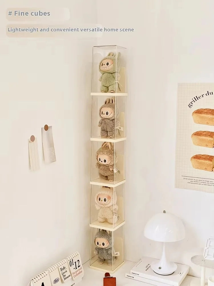 Labubu Acrylic Display Box – Large Capacity Transparent Doll Storage Cabinet & Dustproof Organizer