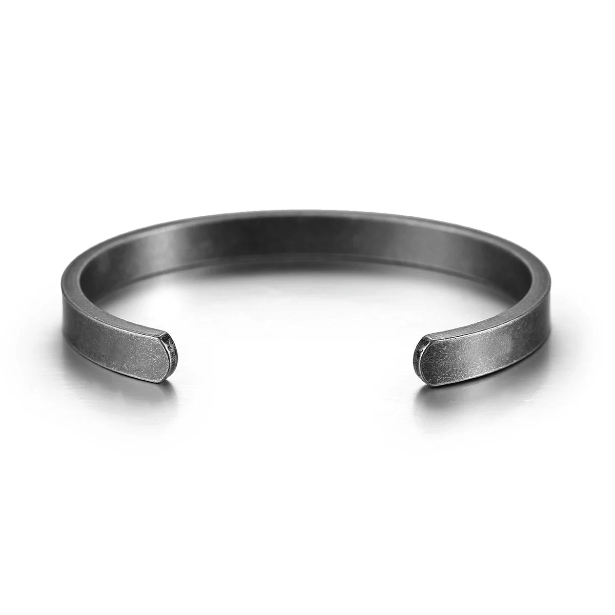 Men’s Vintage Cuff Bangle – Antique Silver Stainless Steel Solid Bracelet