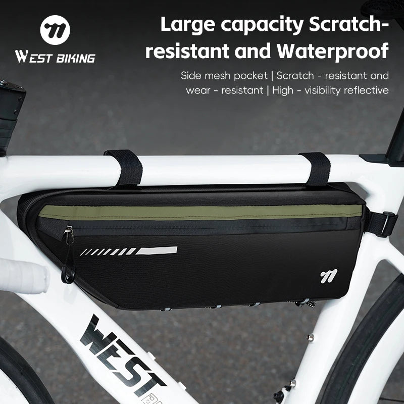 WEST BIKING 2.6L Waterproof Bicycle Bag – Large Capacity Top Tube Cycling Storage
