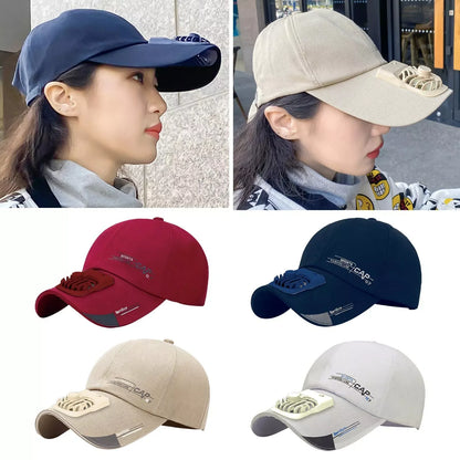 2025 Summer USB Rechargeable Cooling Fan Hat – Sun Protection Baseball Cap for Fishing, Golf & Camping