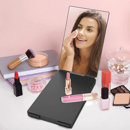 Travel Portable 360° Trifold Vanity Makeup Mirror – Foldable Self Hair Cutting & Makeup Mirror with Adjustable Hooks