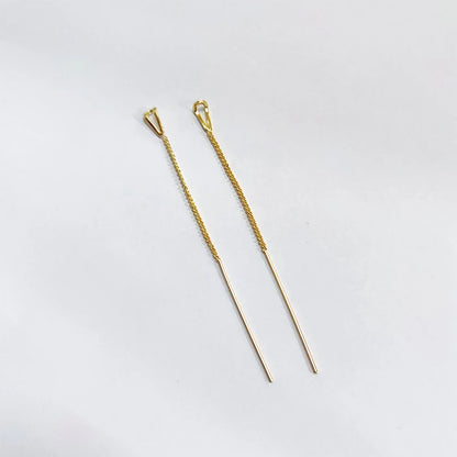 Elegant Cubic Zirconia Drop Earrings – Women’s Classic Long Chain Dangle Earrings, Copper Alloy, Plant-Inspired Design
