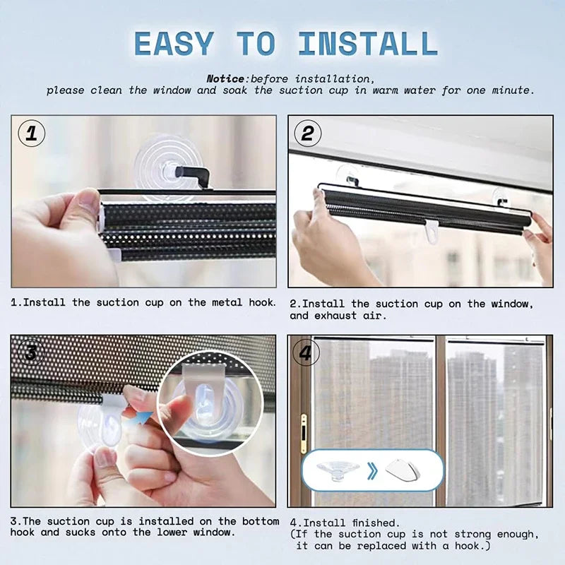 Blackout Roller Blinds – Drill-Free Window Shades, Light-Blocking Curtains for Bedroom, Kitchen & Office