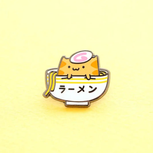Ramen Cat Enamel Pin – Cute Kawaii Lapel Badge for Jacket, Backpack & Hat