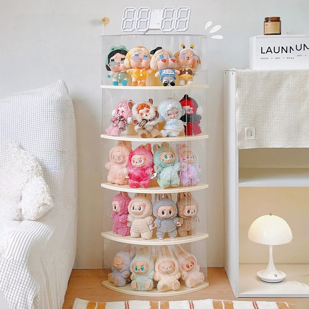 Display Box Labubu Transparent Vinyl Labubu Plush Doll Hand-Made Blind Box Storage Display Stand Is Stylish And Simple.