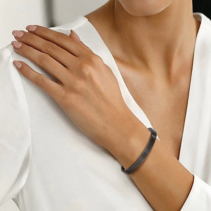 Men’s Vintage Cuff Bangle – Antique Silver Stainless Steel Solid Bracelet