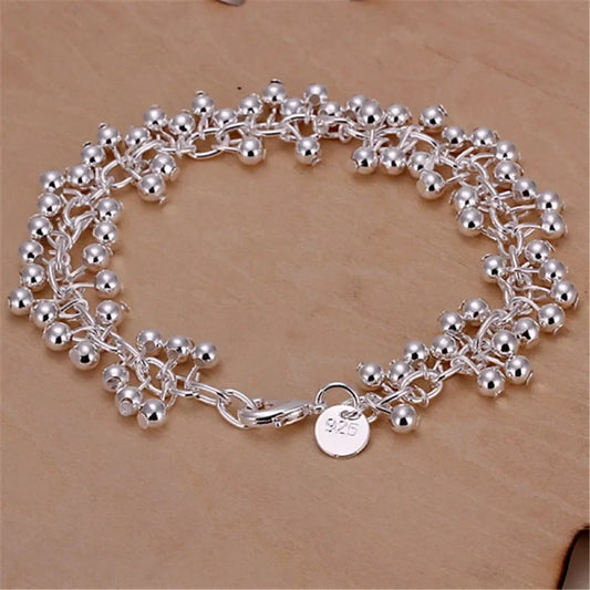 Grapes Pearl Bracelet – Silver-Plated 925 Look Link Bracelet (20 cm / 8")