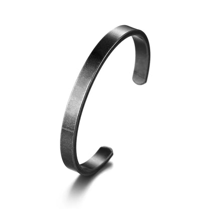 Men’s Vintage Cuff Bangle – Antique Silver Stainless Steel Solid Bracelet