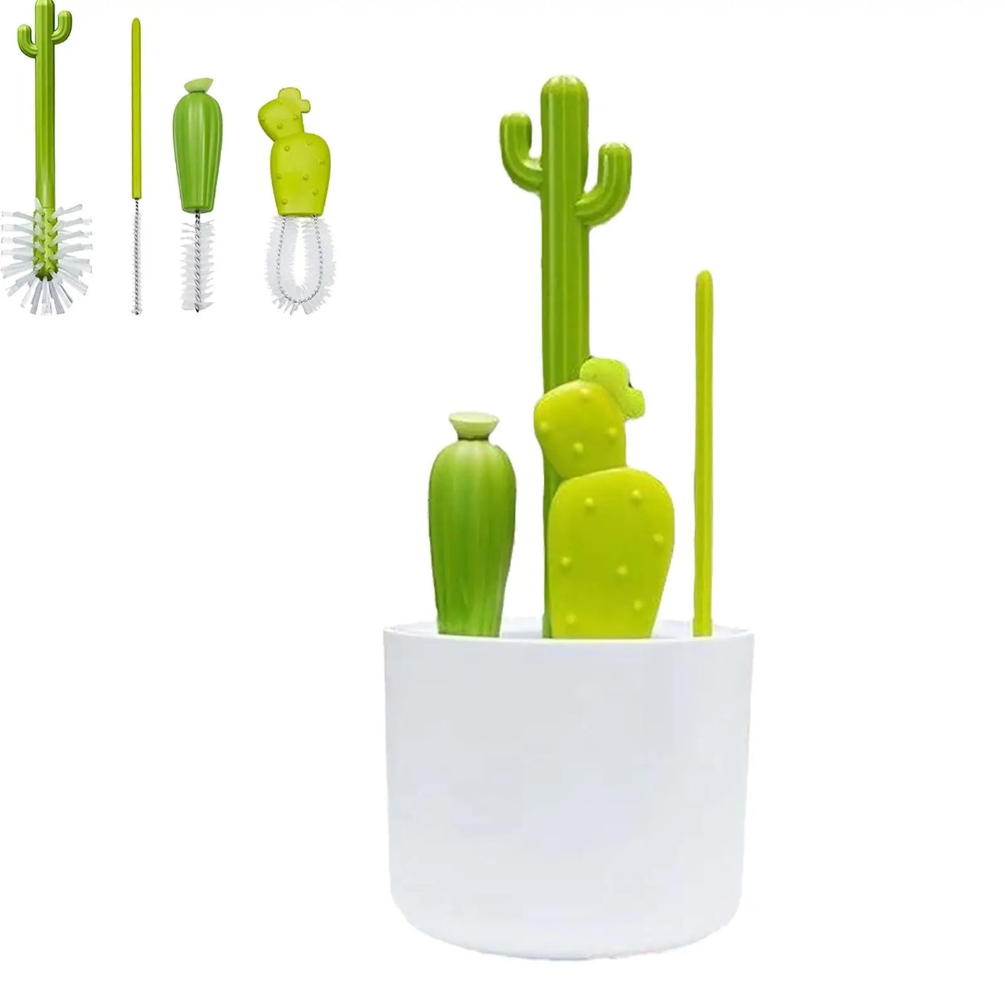 4 Piece Baby Bottle Brush Cleaning Set, Cactus Baby Bottle Brush Set, Long Handle Water Bottle Cleaner, Home Use Cups and Straws
