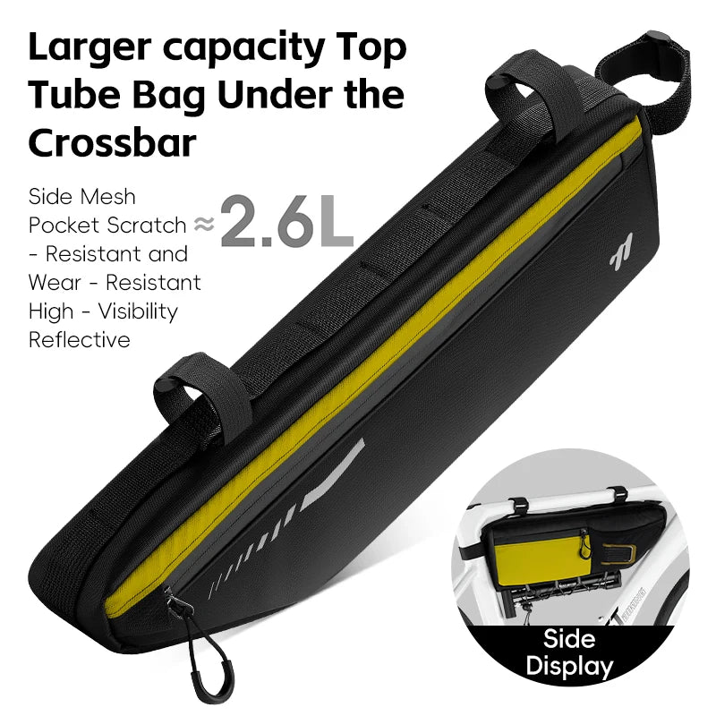 WEST BIKING 2.6L Waterproof Bicycle Bag – Large Capacity Top Tube Cycling Storage