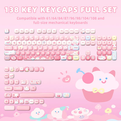 YUNZII Pink Ice Cream Keycaps  138 Key PBT Dye Sub