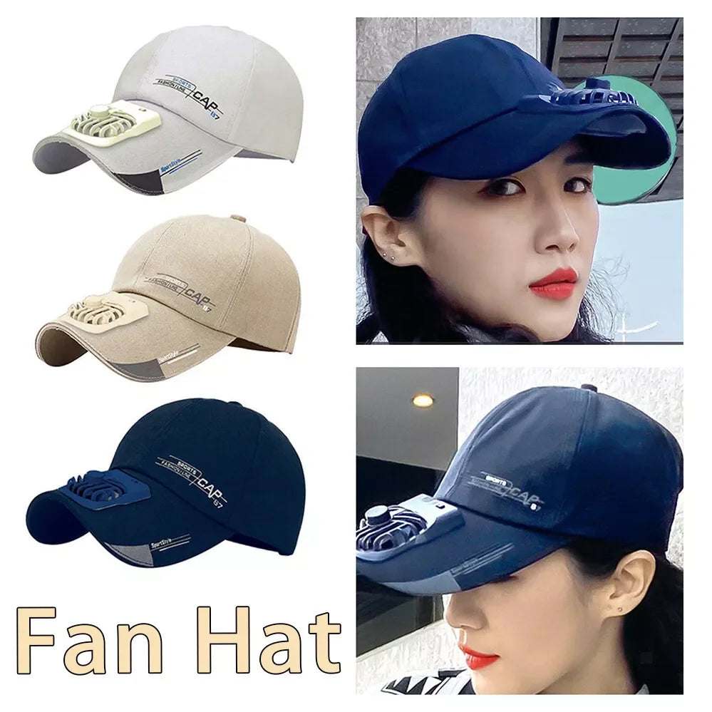 2025 Summer USB Rechargeable Cooling Fan Hat – Sun Protection Baseball Cap for Fishing, Golf & Camping